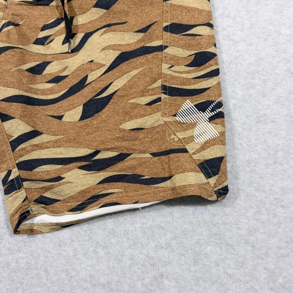 Under Armour Board Shorts‎ Mens 34 Brown Tiger Camo Excellent HeatGear Loose Fit